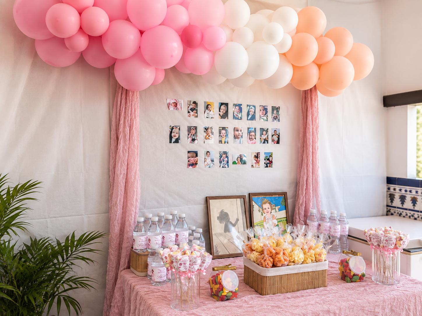 Mesa de celebración con decoración y detalles personalizados